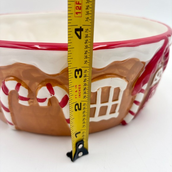 Gingerbread House Bowl Ceramic Hand Painted Holiday Christmas Decor Candy Dish - Picture 6 of 8